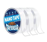 TAPEBEAR Nano Tape - Cinta adhesiva de doble cara resistente de 2,54 cm x 3 m, cinta de montaje fuerte reutilizable, tiras adhesivas de gel transparente para pared, extraíble, sin rastro para colgar