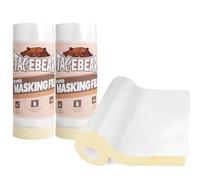 TAPEBEAR Película Para Enmascarar, 1400mm x 27m Plastico Cubretodo, 2 En 1 Cinta De adhesiva Pintor Protector, Película De Plástico Resistente Al Agua Y Al Polvo, Para Auto, Cubrir Muebles, 3 Rollos