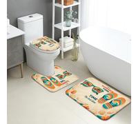 Tapete de baño de secado rápido para verano, con lentes de sol tropicales, absorbente y antideslizante, alfombra de ducha lavable de temporada para baño, inodoro, decorativo, juego de 3 piezas