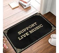 Tapete de bienvenida para interiores y exteriores, lavable, de calidad, decoración de pared fresca, textura de felpa, tapetes personalizados para puerta delantera, soporte de música en vivo (65 x 90