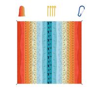 Tapete de playa con estampado retro de 210 x 200 cm, impermeable, de poliéster, para vacaciones en la playa, tomar el sol, acampar al aire libre, manta de comida