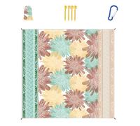 Tapete de playa con estampado retro de 210 x 200 cm, impermeable, de poliéster, para vacaciones en la playa, tomar el sol, acampar al aire libre, manta de comida