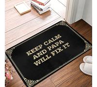 Tapete para exteriores con texto en inglés "Keep Calm And Papa Will Fix It", lavable a máquina