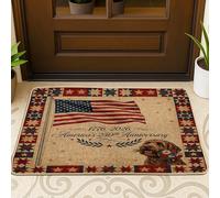 Tapete para puerta delantera de perro Labradoodle del 250 aniversario, color negro, 29 x 17 pulgadas, 4 de julio, independencia, lavable, pequeño, vintage, patio, garaje, zapatos fuera de la puerta