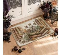 Tapetes de cocina vintage de boticario y bruja, decoración otoñal, 40,6 x | Libros antiguos, alfombra para fregadero de cocina, sombrero de bruja, colección de hierbas, decoración rústica de cocina