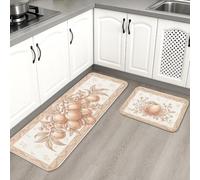 Tapetes de cocina vintage florales para piso, elegantes tapetes suaves con diseño ornamentado, acolchados con resortes, cómodos, lavables para fregaderos de cocina, lavadero, baño, 2 unidades