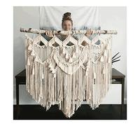 Tapices Macramé Tapiz Grande for decoración del hogar, Tapiz Tejido a Mano Hecho de Ramas Naturales e Hilo de algodón, Colgante for decoración de Pared (Size : 130x110cm/51.2x43.3in)