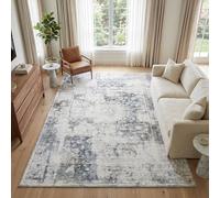 TAPISO Venezia Alfombra Salón Pelo Corto Impresa Fácil de Limpiar Azul Gris Ornamento Difuminado Abstracto Antideslizante - Alfombra para Dormitorio Comedor Pasillo Oeko-Tex 120 x 170 cm