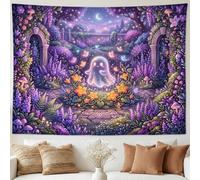 Tapiz de fantasía, fantasía, jardín, fantasía, Halloween, 90 x 70 pulgadas | Escena de jardín fantástica, tapiz para colgar en la pared, ilustración de fantasía, arte de pared rústico