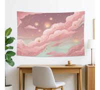 Tapiz de farol de nube de melocotón, para colgar en la pared, decoración estética de ensueño para dormitorio, sala de estar, dormitorio, 60 x 40 pulgadas