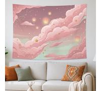 Tapiz de farol de nube de melocotón, para colgar en la pared, decoración estética de ensueño para dormitorio, sala de estar, dormitorio, 80 x 60 pulgadas