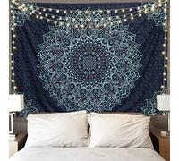 Tapiz de mandala azul negro para colgar en la pared, tapices vintage, estéticos, hippie, decoración bohemia, decoración para el hogar, dormitorio, sala de estar, dormitorio