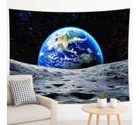 Tapiz escénico de tierra y luna, planeta azul, arte decorativo con temática espacial para dormitorio, sala de estar, sala de meditación, 229 x 178 cm