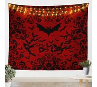 Tapiz Murciélagos rojo, negro y damasco Tapices SalóN M | Fácil de guardar Colcha Multiusos Cubretodo Para Sofá Oficina Cuarto