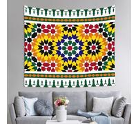 Tapiz para colgar en la pared, diseño árabe tradicional marroquí, decoración artística estética, 130 x 150 cm para dormitorio, sala de estar, dormitorio