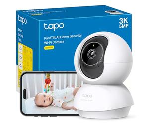 Tapo C230 - Cámara de Vigilancia WiFi Interior 360º, 3K 5MP, Detección IA | Detección Movimiento, Personas, Mascotas, Llanto de Bebé y más. Visión Nocturna. Alarma Luz y Sonido. Admite MicroSD.