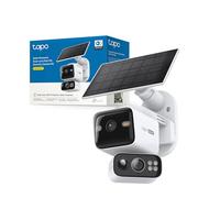 Tapo C645D Kit - Cámara de seguridad solar Wi-Fi para exteriores - Doble lente 2K Pan/Tilt 360°, visión nocturna a color, detección de personas/mascotas AI, batería de 10.000 mAh, Wi-Fi 2.4/5 GHz