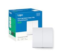 Tapo Interruptor de luz inteligente S220 de 2 bandas, 1 vía, interruptor inteligente de control remoto, control de voz, modo ausente, no necesita neutro, batería incluida, interruptor de luz Alexa