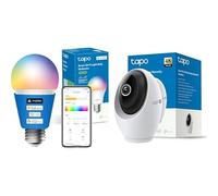 Tapo L535E Pack Smart Bulbs, 1055 Lumens High Brightness (75W), Multicolor, Compatible with Matter/Alexa/Google C260 - Indoor WiFi Surveillance Camera 4K 8MP 360°