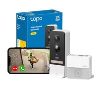 Tapo TD23 - Timbre de video con batería de 2K 5MP, sin tarifa mensual, cámara inalámbrica de 160°, audio de 2 vías, batería de larga duración, timbre de anillo incluido, noche de color, almacenamiento