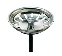Tapón-cestillo desagüe universal para fregaderos - Tapón de uso manual - Acero inoxidable - Canastilla de Ø81 mm para válvulas de 90 mm