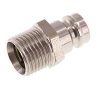 Tapón de acoplamiento de moldes DN 9 de acero inoxidable con rosca macho M16x1,5 de doble cierre