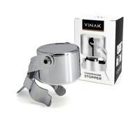 Tapón de champagne de acero inoxidable cromado VINAK Válido para todo tipo de botellas de espumosos, cava y vino Cierre hermético permite conservar todas las propiedades