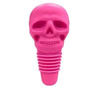 Tapón de sellado de botellas de vidrio de silicona, decoración de fiesta de Navidad, cabeza de calavera, tapón de bola de reconocimiento de botella de vino (rojo rosa)