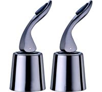 Tapón de vino de acero inoxidable, tapón de vino reutilizable, tapón de botella de acero que mantiene la botella fresca, metal negro, 2 piezas.