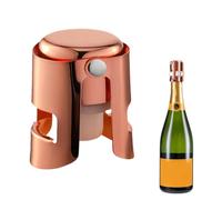 Tapones de champán de acero inoxidable, paquete de 2 tapones reutilizables a prueba de fugas, tapón de silicona para botella de vino espumoso Prosecco Cava (oro rosa)
