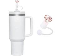 Tapones de paja de diamante para Stanley Cup, fundas de silicona para vaso Stanley de 30 y 40 onzas, a prueba de polvo, funda de popote reutilizable para accesorios de vaso Stanley de 10 mm (rosa