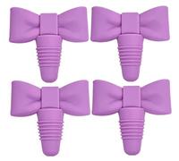 Tapones de silicona para botellas de vidrio, divertido lazo grande, decoración de fiesta de Navidad, reconocimiento de botellas de vino, juego de 4 piezas (morado)