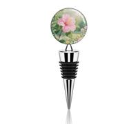 Tapones de vino de acero inoxidable con diseño floral de hibisco con sello hermético, sellador reutilizable para botellas de bebidas que se mantiene fresco, a prueba de fugas, para bar, boda, cocina