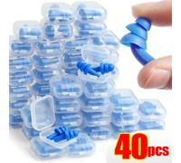 Tapones para los oídos de silicona reutilizables con cancelación de ruido para dormir, tapones para los oídos para nadar, impermeables, con caja, 25/1 par 10 Pair(20pcs)