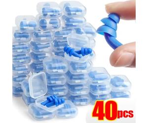 Tapones para los oídos de silicona reutilizables con cancelación de ruido para dormir, tapones para los oídos para nadar, impermeables, con caja, 25/1 par 10 Pair(20pcs)