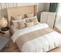 TAREV Camino de cama beige para pie de cama, decoración de terciopelo, funda de ropa de cama, colcha con patrón de ondas, manta en ambos lados, bufanda de cama, protección, 45 x 240 cm