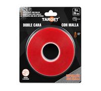 TARGET - Cinta Adhesiva Doble Cara con Malla Reforzada 5 m x 25 mm - Alta Resistencia para Interior y Exterior, Montaje Fuerte para Hogar, Oficina y Bricolaje