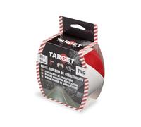 TARGET - Cinta de Señalización Adhesiva | Para Marcaje de Suelos y Objetos, Advertecia de Seguridad (ROJO Y BLANCO, 33 M x 50 mm)