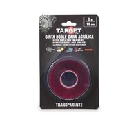 TARGET Cinta Doble Cara Acrílica Transparente 5 m x 19 mm - Cinta Adhesiva de Alta Resistencia, Fijación Fuerte para Interiores, Multiuso para Montaje, Decoración y Reparaciones