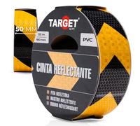 TARGET Cinta Reflectante Adhesiva, Advertencia Señalización Marcaje Alta Visibilidad Peligro Seguridad (FLECHAS AMARILLAS y NEGRAS, 33 M X 50 mm)