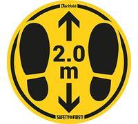 Tarifold Es 197857 - Pack 2u. Señalización Adhesiva para Suelo-ultra resistente-"Huellas, mantenga distancia de seguridad" Diámetro 350 mm-2u, Amarillo/Negro