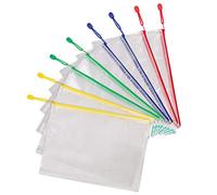 Tarifold Es 509009 - Lote de 8 Bolsas de Archivo con Cremallera de Malla A4, Carpetas A4 de Plástico de Impermeable para Documentos, Recibos Papelería Oficina Viaje escuela, hogar, colores Surtidos