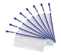 Tarifold Fr 509041 - Juego de 8 bolsillos de plástico, formato a cuadros, carteras con cremallera, transparentes, para oficina, viajes, escuela, casa, azul, 25 x 13 cm