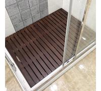 Tarima Ducha Madera Alfombra de Ducha Interior de Madera Natural, Pedal de Piso Moderno Color Madera Oscura, Esteras de Baño Tablillas Antideslizantes, Tablero de Drenaje Impermeable Hueco (Size : 80