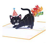 Tarjeta 3D Gato Negro Explosiva para papel Tarjeta 3D Gato Negro | -up 3D, gato negro explosivo, confeti para colorido, humor garantizado, para ideal felinos