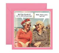 Tarjeta de amistad para mujer, con texto en inglés "Friends Till We're Old & Grumpy", estilo retro, regalo de cumpleaños o amistad para ella, mejores amigas, novias, niñas, hermanas, mujeres