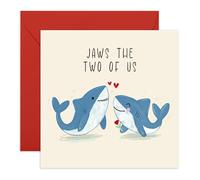 Tarjeta de amor romántica con diseño de tiburón - "Jaws the Two of Us" - Dulce día de San Valentín, aniversario o regalo de boda para él, ella, pareja, marido, esposa, novio, novia - Viene con