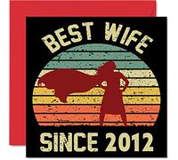 Tarjeta de aniversario de estaño para esposa de marido, Best Wife Since 2012, I Love You Gifts Happy 10th Wedding Anniversary Cards for Partner, 145 mm x 145 mm