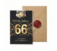 Tarjeta de cumpleaños 66 con sobre para aniversario y jubilación, elegantes regalos para 66 cumpleaños para hombres y mujeres, elegante diseño de globos, tarjeta de felicitación como regalo (12 x 18