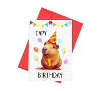 Tarjeta de cumpleaños de Capybara | Tarjetas de capibara para celebración, tarjetas de vacaciones de papel de animales, tarjeta de celebración de vacaciones, tarjeta de felicitación para niños y